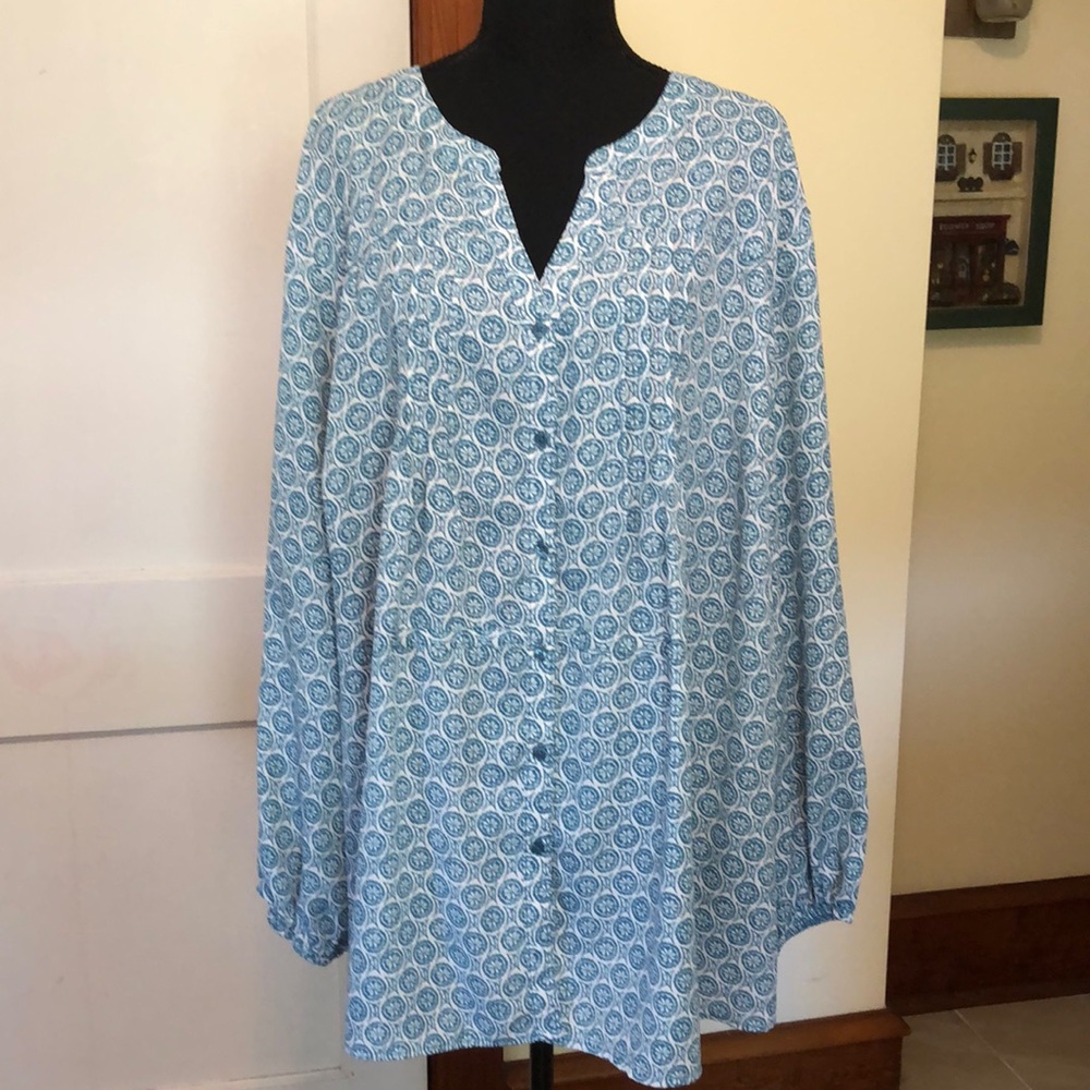 Terra & Sky blouse size 3x Ptp 33”